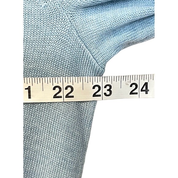 Banana Republic 100% Merino Wool Men's Knit Sweater L Blue V-Neck Pullover Cozy - Picture 3 of 6